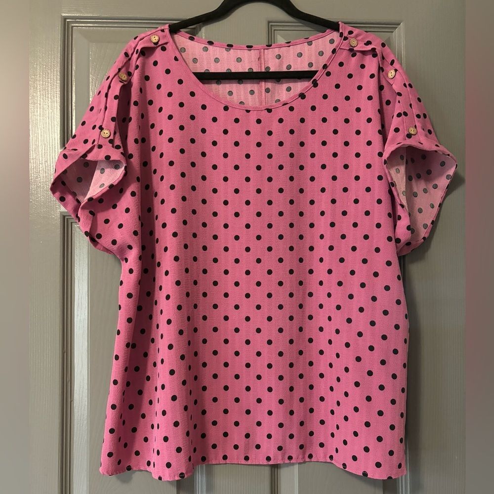 Polka Dot Print Batwing Sleeve Blouse size 1XL
